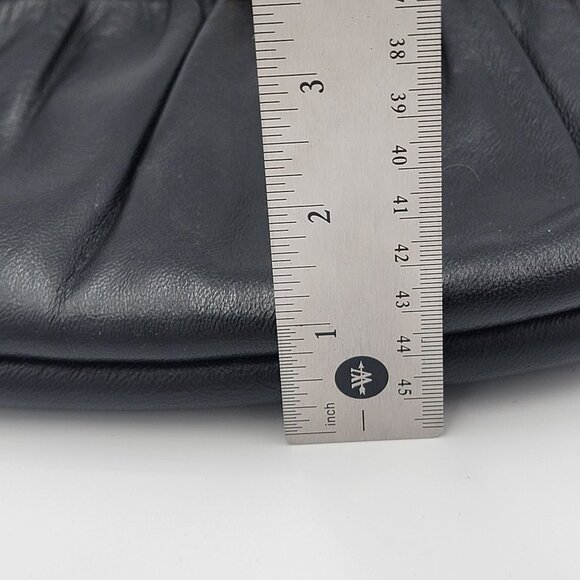 Vintage Black Leather Clutch Purse With Gold Chain Strap & Snap Closure By Ande - Picture 13 of 16